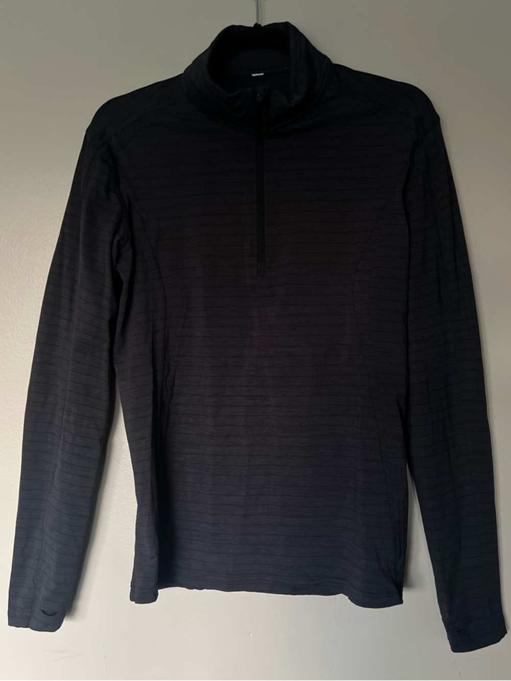 Lululemon Mens Gray Striped Long Sleeve 1/4 Zip Pullover - Classic Fit